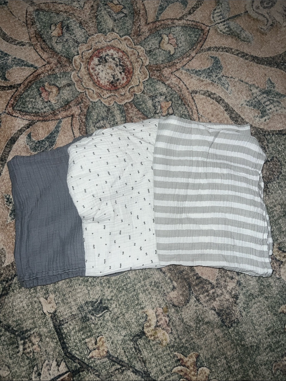 cloud island Gray and White Muslin Swaddle Set